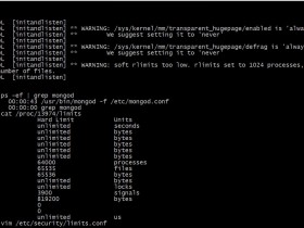MongoDB启动WARNING: soft rlimits too low. rlimits set to 1024 processes, 65535 files.